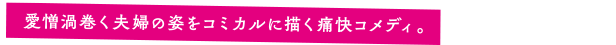 愛憎渦巻く夫婦の姿をコミカルに描く痛快コメディ。